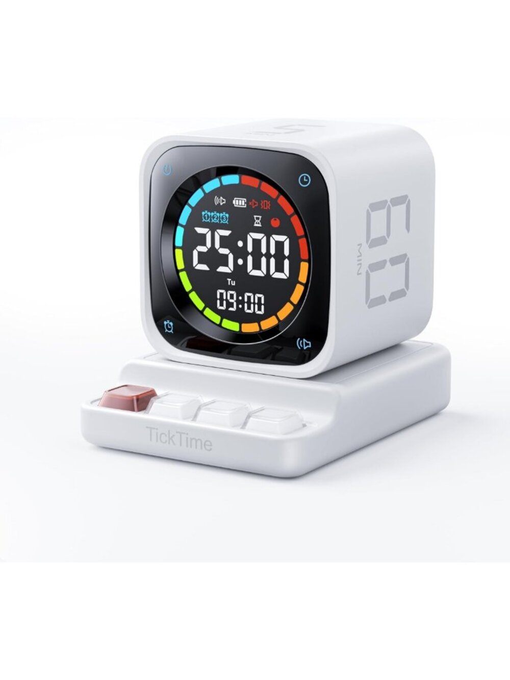 Pomodoro Timer Cube - Desk Productivity Timer with Custom Countdown & Alarms